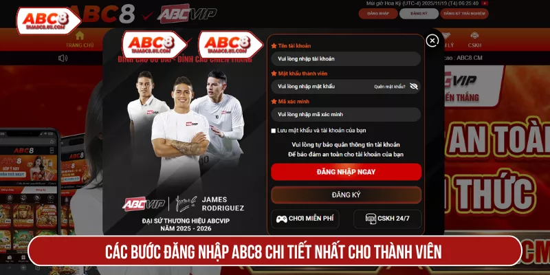 Các bước đăng nhập ABC8 chi tiết nhất cho thành viên
