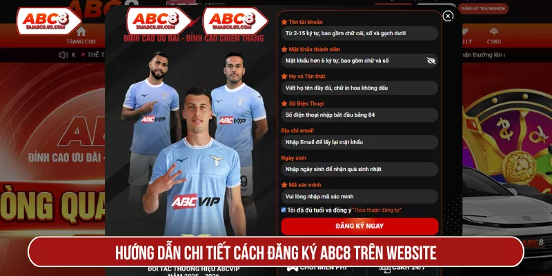 Hướng dẫn chi tiết cách đăng ký ABC8 trên website