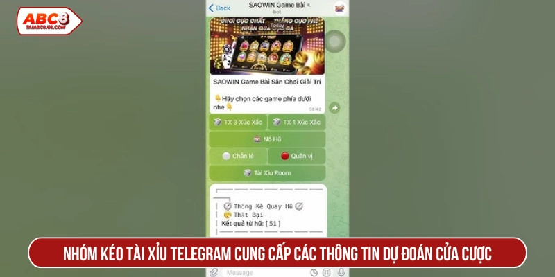 Nhóm kéo tài xỉu Telegram cung cấp các thông tin dự đoán cửa cược 